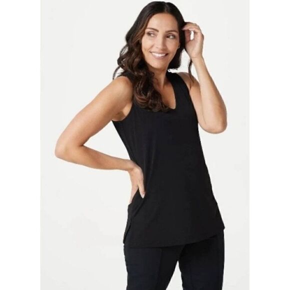 Susan Graver Black V Neck Tank Top Blouse Size S - Picture 1 of 11